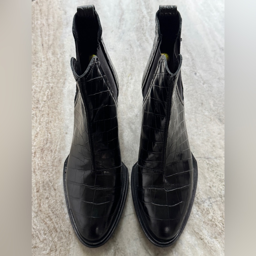 Rag & Bone Walker II Boot Black leather Embossed Crocodile Croco 39/ 9 Chelsea